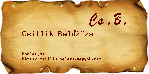Csillik Balázs névjegykártya